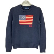 Polo Ralph Lauren 海軍藍美國國旗長袖針織衫，M 碼 [二手]