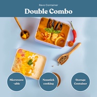 SWANZ Revo Container Double - Ceramic Coating, Lunch Box, Oven, Steam, Microwaveable Non Stick Fryin