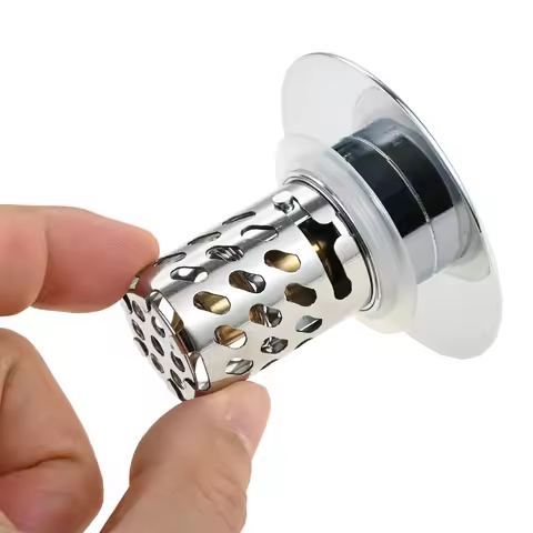 Sink Plug Filter Basket Kit 304 Stainless Steel Bathroom Sink Plug Hair Catcher Pop Up Sink Strainer