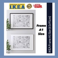 IKEA Frame Photo Rodalm Picture Gambar Size A1 Saiz Poster Black Brown Wooden Gold Walnut Wood White