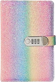 Diary with Lock, Glitter Material Diary, A5 Travel Journal, Diary for Girls, for Office, School, Stu