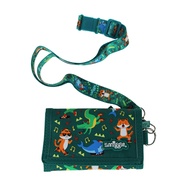 Austria Smiggle กระเป๋าสตางค์สำหรับเด็กของแท้กระเป๋าหิ้วสีเขียวลายเสือถุงเก็บบัตรเปลี่ยนเสื้อ5นิ้ว