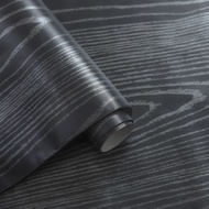 Minimalist PVC Elegant Black Wood Grain Wallpaper 3.5 meters x 45 cm