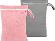 Pack of 2 Wet Bags, 40 x 30 cm Wet Bag, Reusable Travel Wet Bag, Wetbag Swimming Things with Zip, fo