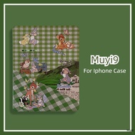 INS Green Plaid Cartoon Cute Bambi Thumper Rabbit For IPad10.2 Shell Ipad10th Gen8 Cover Mini6 Case Ipad Air2 Cover Air4/5 10.9 Anti-fall Case 2021Pro11/ipad12.9 Anti-bending Cover