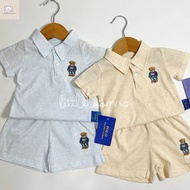 (Ready Stock) POLO RL Bear Baby Boy Setwear | Polo Neck w Embroidered Logo Summer Outfit 100% Cotton