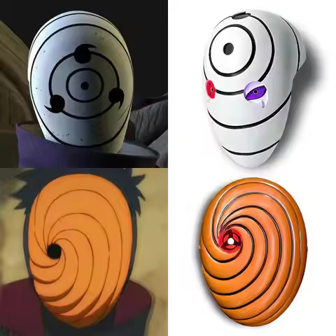 Naruto Glowing Obito Uchiha Figures Mask LED Red Sharingan Eyes Full Face Cover Cosplay Mask Hallowe