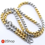 s2shop สร้อยคอสแตนเลสแท้ สร้อยคอพระ ลายผ่าหวาย ห้อยพระได้ 5 องค์ ความกว้าง 6 มม.ความยาว 24 26 28 นิ้