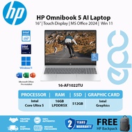 HP 16’' Omnibook 5 AI Laptop16-AF1022TU | Touch Display | Intel Core Ultra 5 | MS Office 2024 | Win 