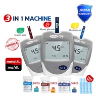3 in 1 Cholesterol & Uric Acid and Blood Glucose household meter with test strips monitor