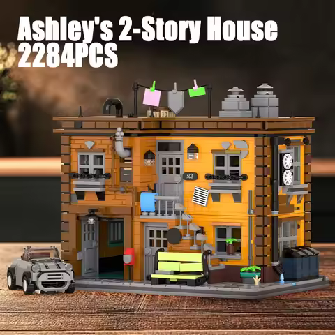 2284PCS Ashley's 2-Story House Building Blocks With Light MOC Street View Bricks Model Assembly Toys