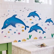 Dolphin Wall Decal for children (after sticker size 1m4, height 1m1)