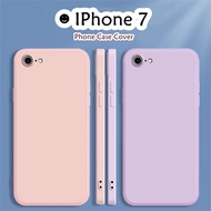 【High quality】 For IPhone 7 Case Couple Dirt resistant Couple Silicone Full Cover Case  Classic Simple Solid Color Phone Case Cover