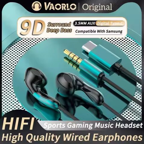 Type C Wired Earphone For Samsung Galaxy S24 S23 S22 Ultra USB-C Headphones A53 A52 A34 A54 Note 20 