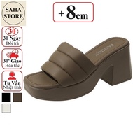 Women's sandals with 8cm high sole SAHA281 bigsize 41 40 with big horizontal straps, comfortable fee