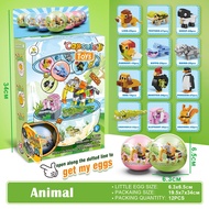 【Twisted Egg】DIY Building Blocks in Capsule Egg Gachapon toys for kids. 12pcs Surprise Blind Box Gift Set Animal Dinosaur Cars puzzles. HEYBABE