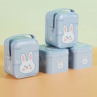 ❁Simple White Rabbit Candy Canister Tinplate Container Portable Cookie Jar Biscuit Tin Wedding C oⓞ