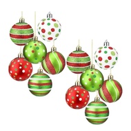 Alilin Set of 12 Yuletide Tree Hanging Sphere Ornament Christmas Tree Ornament Plastic Matte Sphere 