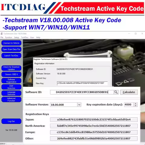Newest Version FOR TIS Techstream 18.00.008 software Link and Active Code Work with MINIVCI MINI VCI