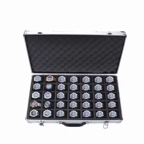 35 Slots High-Quality Watch Storage Box Aluminum Suitcase Case Jewelry Collection Box Portable Large