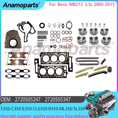 Engine Parts Head Gasket Timing Chain Piston Ring Kit Fit 3.5 L V6 Gas M272 For 05-15 Benz SLK CLK E
