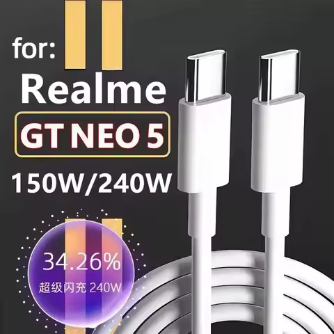 for Realme GT5 Data cable OPPO 240W 12A Type C to C Cable GT5 Pro 100W SUPER VOOC