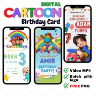 Tema Kartun Kad Harijadi, Kad Birthday Digital, Kad Jemputan Digital, Kad Birthday Cocomelon, Mecham