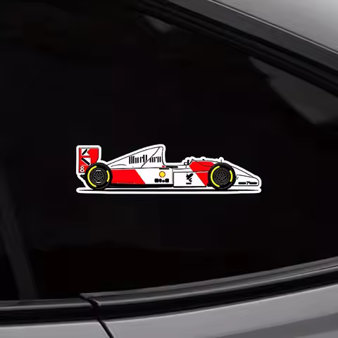 1PC Red‑White F1 Racing Style Vinyl Sticker Waterproof Decal for Car Motorcycle Helmet Decor Accesso