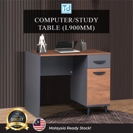 READY STOCK- Executive Office Desk/Study Desk With Drawer and Filing Cabinet / Gray &amp; Brown Finish / Side cabinet with black  handle drawer &amp; cabinet/Meja Belajar/Meja Eksekutif