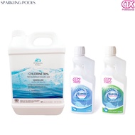 SET GREEN TO CLEAN High Concentration Chlorine TCCA 4Kg. + 1 Liter Of Clear Water Quality Solution +