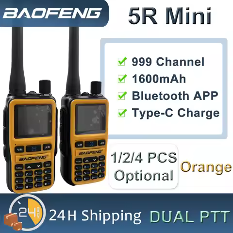 Baofeng 5R Mini Walkie Talkie Bluetooth Programming 1600mah Ultra-compact Featherweight Construction