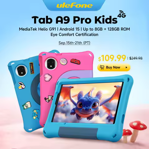 Ulefone Tab A9 Pro Kids Tablet 8.68" 90Hz Display 8GB(4+4) RAM 128GB ROM 4G MTK G91 Android 15 Table