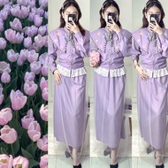 [EXCLUSIVE BKK] LOWY BKK KOREAN/ VINTAGE GIRLY MODEL WOMEN'S ONESET FEMININE COQUETTE DRESS PURPLE D