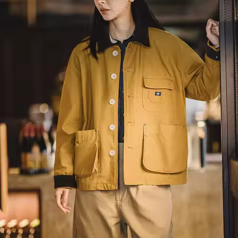Maden Vintage Corduroy Patchwork Jacket for Women and Men Michigan Workwear Tops Hunting Jacket Unis