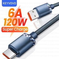 6A 120W Type C สาย USB Super-สายชาร์จแบบเร็วสำหรับ Huawei Mate 40 30 Xiaomi Samsung ที่ชาร์จไฟรวดเร็ว USB สายข้อมูลสายชาร์จ