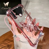 Phone Case For OPPO A31/A8/A12E/ARealme C1/AX5 with Flower Hand Rope Y2k style shining butterfly sta