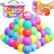 48 Pack Slow Rising Stress Ball,Stress Balls for Kids Adults,Stretchy Squishy Fidget Toys for Anxiety Relief,Hand Therapy Soft Dough Balls,Sensory Squishy Ball for Classroom Prize,Goodie Bag Stuffers