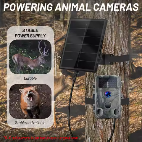 D5 Trail Camera Solar Panel 5W DC Output 12V 9V 6V 5V 3.7V Solar Battery Charger Kit for Hunting Gam