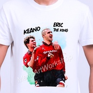 【New】เสื้อยืดสกรีนลาย Roy Keane กับ Eric Cantona Manchester United ตำนาน แมนยู ภาพวาดนักฟุตบอล