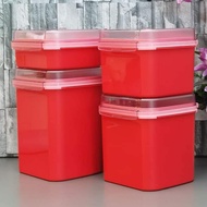 Tupperware LEVEL RED Ezy Keeper Square (1X2.6L / 1X5.5L / 1X1.2L / 4L) FOOD STORAGE AND DISPENSER