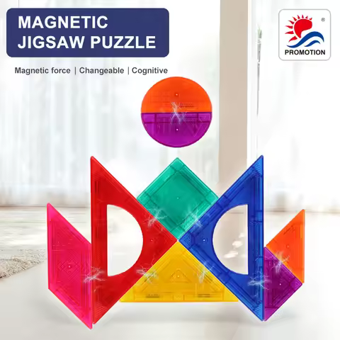 Magnetic Tangrams 7pcs/9pcs Jigsaw Geometric Puzzle 3D Magnet Blocks Montessori Toys Children Educat