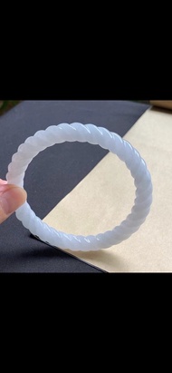 冰種翡翠天然翡翠玉鐲A玉手鐲 玉鈪 • 糯冰種翡翠麻花鐲