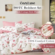 CozyLuxe 100% Combed Cotton Bedsheet Set - 900TC Comfortable Cotton 2025 New Design Fresh Country Fl