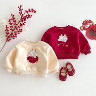 Children Thick New Year Clothes 0-5 Years Old Winter National Style Girls Fashion Love Sweatshirt Ba