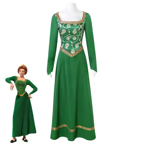 Shrek Princess Fiona Cosplay Costume Medieval Green Dress Halloween Party Outfit For Women