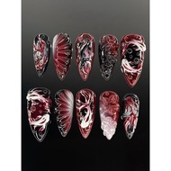[can INSTANT/SAMEDAY] itnailsbylala PREMIUM Press on Nails koi fake nails black red custom 3d fake n