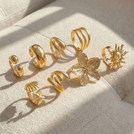 8pcs/Set Vintage Smooth Plain Rings, Bohemian Starfish Personalized Rings, Fashion Rings