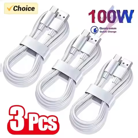 3PCS 100W 6A Super Fast Charger Cable Fast USB Type C Charging Data Cord Quick Charger Cable Type C 