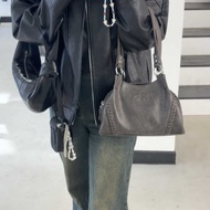 Korean Niche ason Wandering Bag 24FW Leather mini Motorcycle Bag Shoulder Armpit Bag Large Capacity 