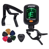 AROMA Tuner Clip on Bass Violin Ukulele Include Guitar Capo and Picks oudhyed